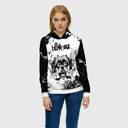 Толстовка-худи женская Blink 182 - рок пес, цвет: 3D-белый — фото 2