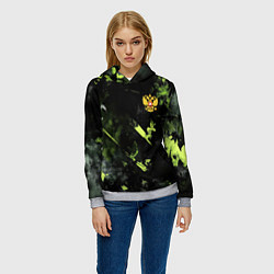 Толстовка-худи женская Зеленая краска в виде камуфляжа, цвет: 3D-меланж — фото 2