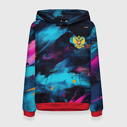 Женская толстовка Герб РФ на текстурном камуфляже