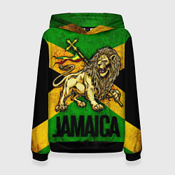 Толстовка-худи женская Jamaica lion flag, цвет: 3D-черный