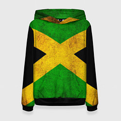 Толстовка-худи женская Jamaica flag, цвет: 3D-черный