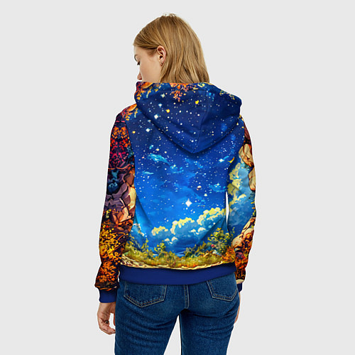 Женская толстовка Жираф в звездную ночь / 3D-Синий – фото 4
