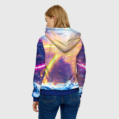 Женская толстовка Белый медведь идет по льдине / 3D-Синий – фото 4