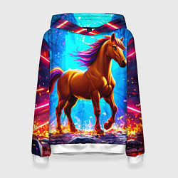 Женская толстовка Лошадь в ярких лучах