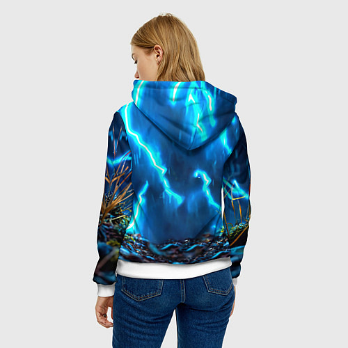 Женская толстовка Заяц в разрядах молний / 3D-Белый – фото 4