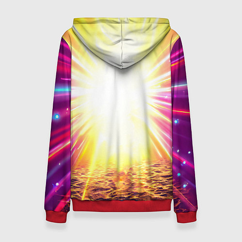 Женская толстовка Зебра в ярких лучах / 3D-Красный – фото 2