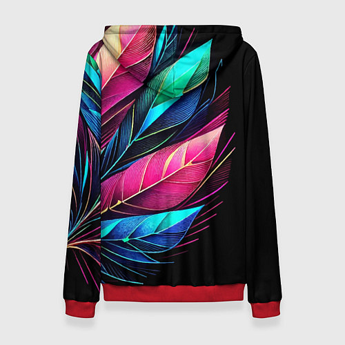 Женская толстовка Букет из цветных перьев - неон / 3D-Красный – фото 2
