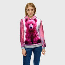 Толстовка-худи женская Розовый медведь, цвет: 3D-меланж — фото 2