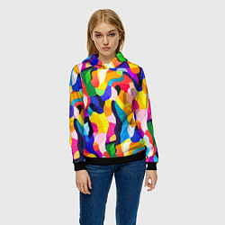 Толстовка-худи женская Лоскутная абстракция, цвет: 3D-черный — фото 2
