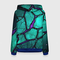 Женская толстовка Зеленые плиты с фиолетовым разломом