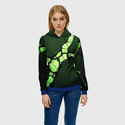 Толстовка-худи женская Объемный разлом плиты, цвет: 3D-синий — фото 2