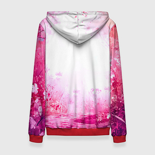 Женская толстовка Белая лошадь с розовой гривой / 3D-Красный – фото 2