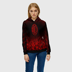 Толстовка-худи женская AC Milan red poly, цвет: 3D-черный — фото 2