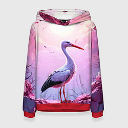 Женская толстовка Аист в розовых облаках