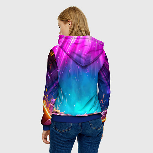 Женская толстовка Пеликан в сиянии лучей / 3D-Синий – фото 4