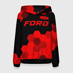 Толстовка-худи женская Ford - red gradient посередине, цвет: 3D-черный