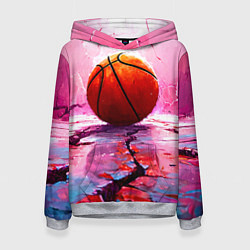 Женская толстовка Баскетбольный мяч у розовой стены