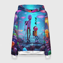 Женская толстовка Рик и Морти на планете неоновых грибов - нейроарт