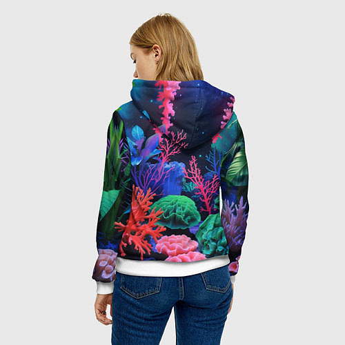 Женская толстовка Подводный мир с кораллами / 3D-Белый – фото 4