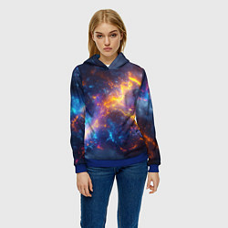 Толстовка-худи женская Космическая текстура фон, цвет: 3D-синий — фото 2