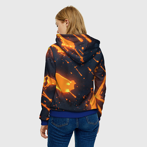Женская толстовка Оранжевая краска в движении / 3D-Синий – фото 4