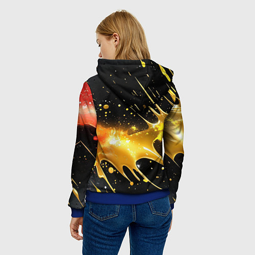 Женская толстовка Оранжевая краска на черном / 3D-Синий – фото 4