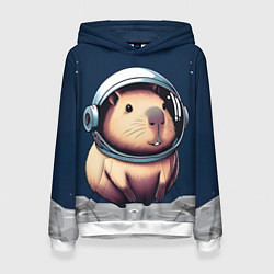 Женская толстовка Капибара космонавт в космосе