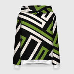 Женская толстовка Прямоугольники по диагонали-зеленый, черный