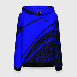 Женская толстовка Sport чёрно-синий ультрамарин в крапинку