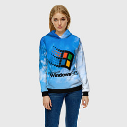 Толстовка-худи женская Windows 95 logo, цвет: 3D-черный — фото 2