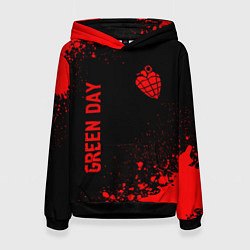 Толстовка-худи женская Green Day - red gradient вертикально, цвет: 3D-черный