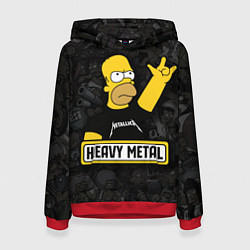Толстовка-худи женская Heavy metal Гомер симпсон, цвет: 3D-красный