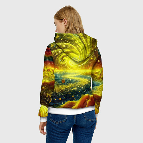 Женская толстовка Neon galaxy - ai art fantasy / 3D-Белый – фото 4