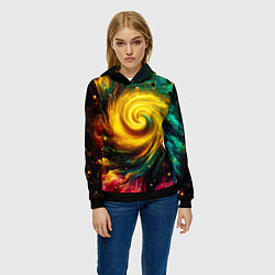 Толстовка-худи женская Neon space - ai art fantasy, цвет: 3D-черный — фото 2