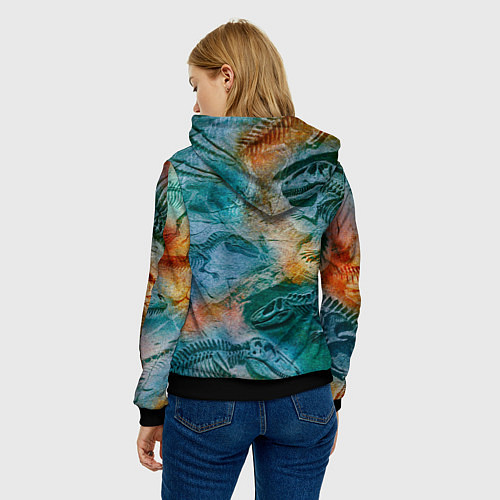 Женская толстовка Окаменелые динозавры, тропический зеленый / 3D-Черный – фото 4