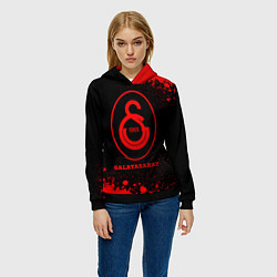 Толстовка-худи женская Galatasaray - red gradient, цвет: 3D-черный — фото 2