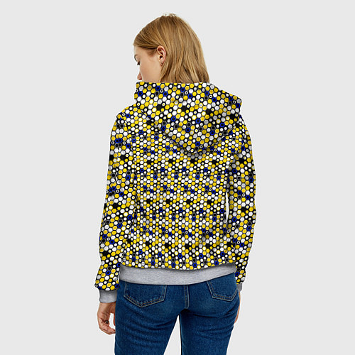 Женская толстовка Киберпанк шестиугольники жёлтые / 3D-Меланж – фото 4