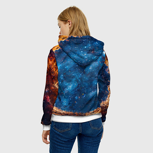 Женская толстовка Финский лаппхунд в космосе / 3D-Белый – фото 4