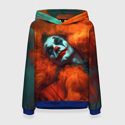 Толстовка-худи женская Джокер и оранжевый дым, цвет: 3D-синий