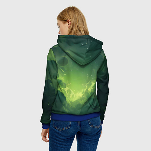 Женская толстовка Злой Джокер в зеленом дыму / 3D-Синий – фото 4
