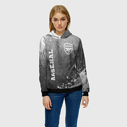 Толстовка-худи женская Arsenal - grey gradient вертикально, цвет: 3D-черный — фото 2