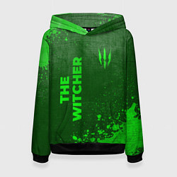 Толстовка-худи женская The Witcher - green gradient вертикально, цвет: 3D-черный