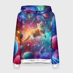 Женская толстовка Рыжий космический котёнок - неоновое свечение