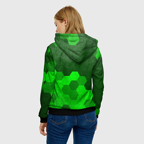 Женская толстовка Daewoo - green gradient посередине / 3D-Черный – фото 4