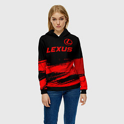 Толстовка-худи женская Lexus - red gradient посередине, цвет: 3D-черный — фото 2