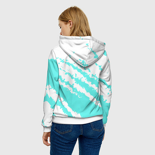 Женская толстовка The color is light blue and white / 3D-Белый – фото 4