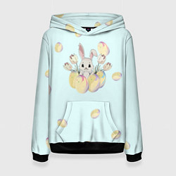 Женская толстовка Кролик радостный с яйцами