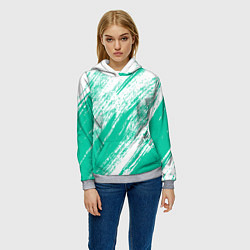 Толстовка-худи женская The color is turquoise and white, цвет: 3D-меланж — фото 2