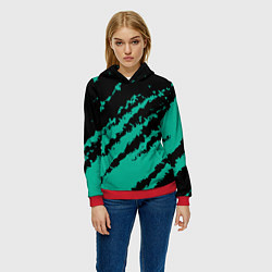 Толстовка-худи женская The color is black and turquoise, цвет: 3D-красный — фото 2