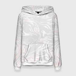 Толстовка-худи женская Серо-розовые разводы - абстрактный узор, цвет: 3D-белый